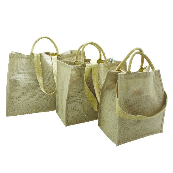 PP Laminated Jute Shopping Bag With Rope Shoulder Length Handle