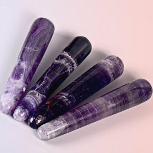 Polished Natural Stone Amethyst yoni wand, for Massage, Feature : Sexual