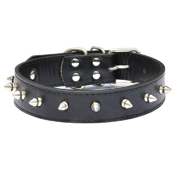Plain Black Leather Dog Collar, Style : Buckle