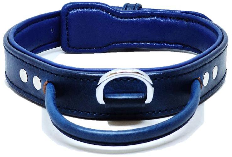 Plain Blue Leather Dog Collar, Style : Buckle