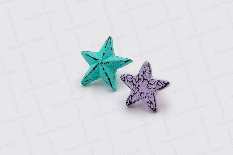 Cast Iron Star Design Painted Cabinet Knobs