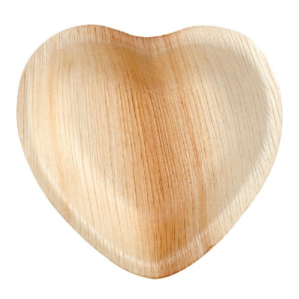 Heart Shaped Areca Leaf Plate, for Food serving, Size : 8inch.10inch