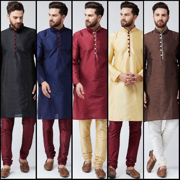 Full Sleeve Mens silk kurta pajama, Size : XL, XXL, Feature : Anti ...