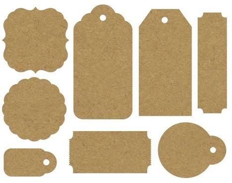 Curved Laser Cutting Glossy Lamination Paper Tags, for Bags, Inventory, Packaging Type : Packet