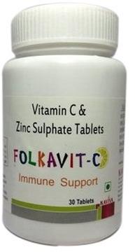 Vitamin c zinc sulphate tablets, Packaging Type : Bottle