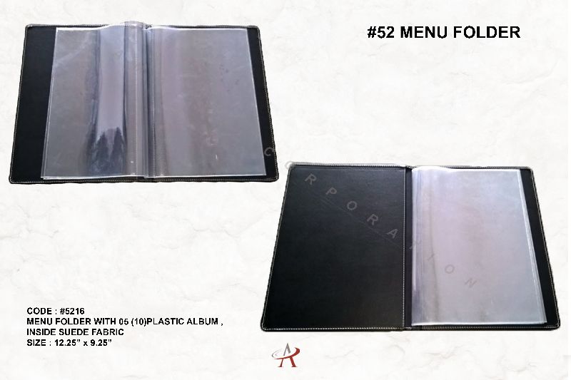 Leatherette+plastic Plastic Album Menu Folder, for Holding Menus, Feature : Good Quality, Light Weight