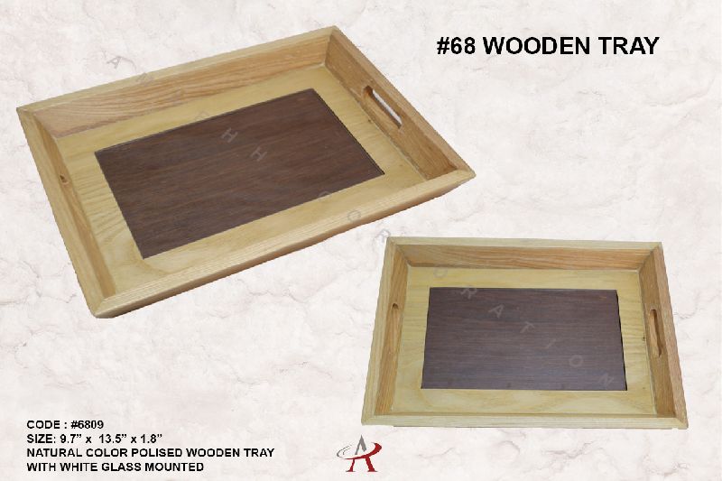 Polished Wooden Trays, for Serving, Hotels, Size : 9.7 X 13.05 X 1.8