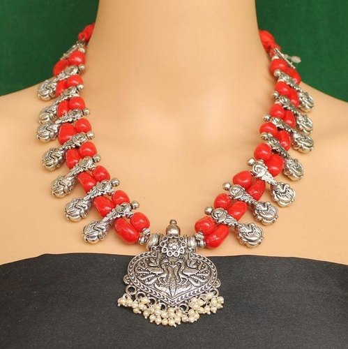 Ethnic Oxidized Silver Necklace, Color : Assorted