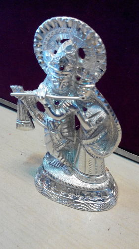 Silver Plated Radha Krishna Statue, Packaging Type : Carton Box