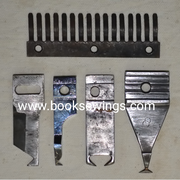 Book sewing machine parts and needle and hook