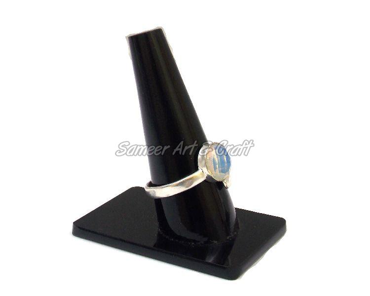 Opel Gemstone Silver Ring with Silver plated
