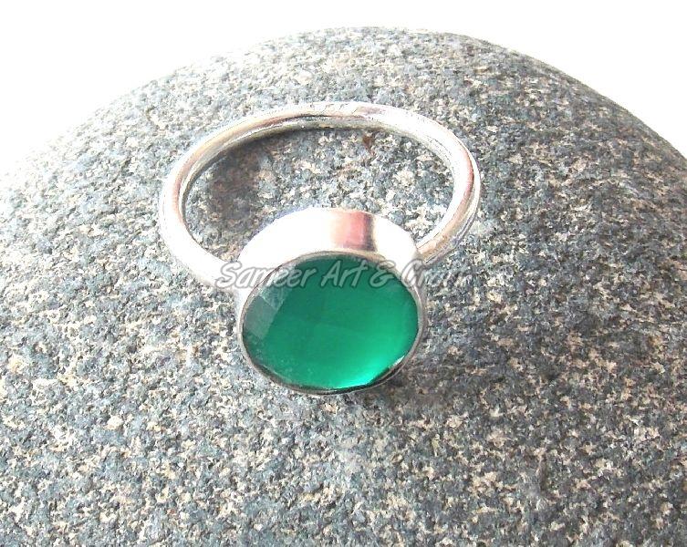 Green Chalcedony Gemstone Ring