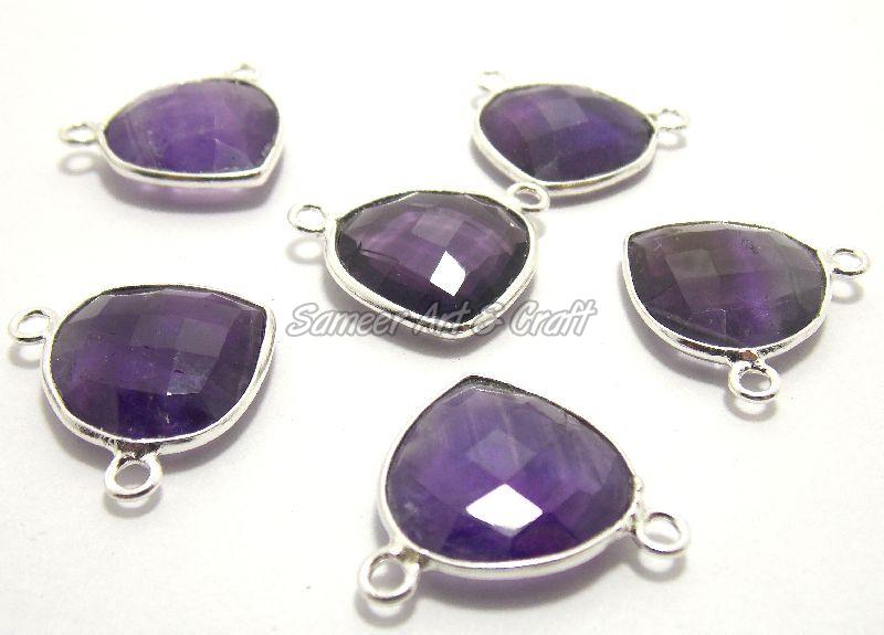 Amethyst Jewelry Bezel Connector