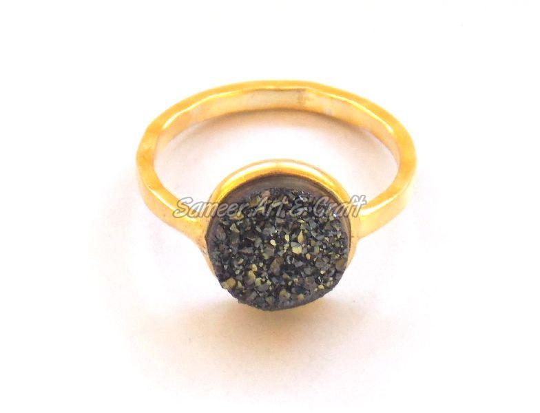Black Druzy Gemstone Ring