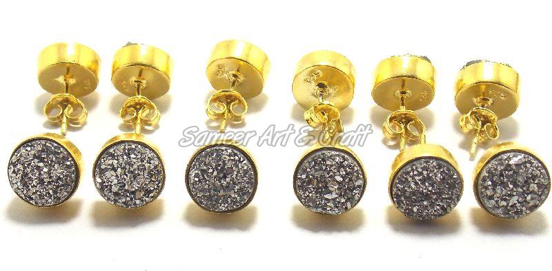 Druzy Stud Earring Set