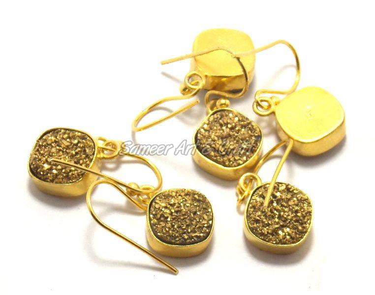 Golden Druzy Earrings Set