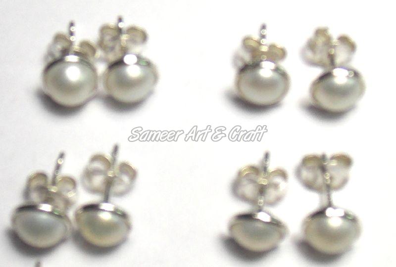 925 Sterling Silver Pearl Gemstone Earrings