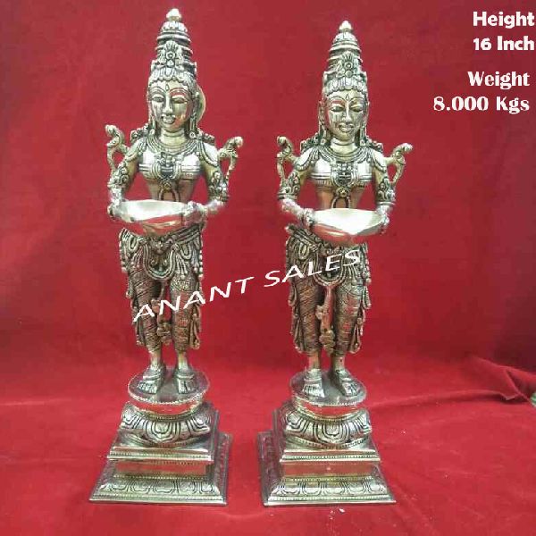 Anant Sales Polished Brass Deep Laxmi Statue, for Home, House