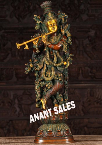 Anant Sales Brass Krishna Statue, Color : Multi