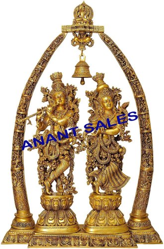 Brass Radha Krishna with Arch Statue