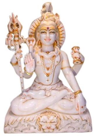 12 Inch Marble Shiva Statue, for Worship, Pattern : Painted