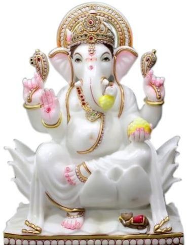 18 Inch Marble Ganesh Statue