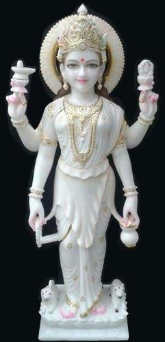 Marble Parvati Mata Statue, for Worship, Pattern : Painted