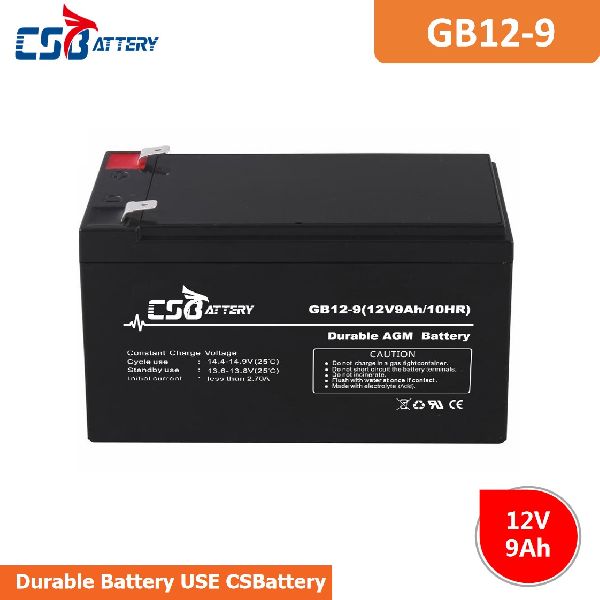 CSBattery 12V 9Ah free-Maintenance- AGM battery for Power-Station/Fire/Security-System/motor/Buggies