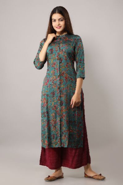 Rayon Embroidered Ethnic Kurti Online, Technics : Embroidery Work