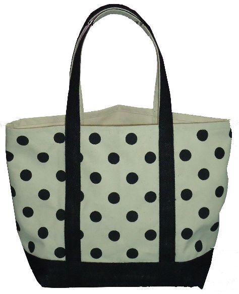12 Oz Natural Canvas Tote Bag With Dot Print & Jute Handle, Capacity : 5kg