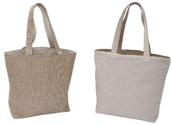 Tokra Juco & 150 Gsm Natural Cotton Reversible Tote Bag With Self Handle