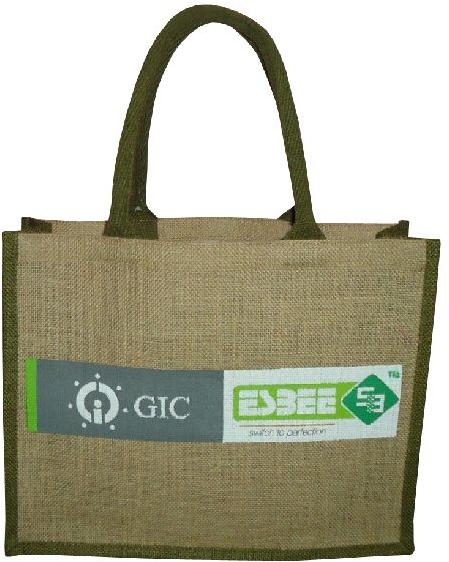 PP Laminated Jute Tote Bag With Padded Rope Handle & Print, Type : Shopping