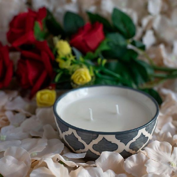 Double Wick Burnish Grey Bowl Candle