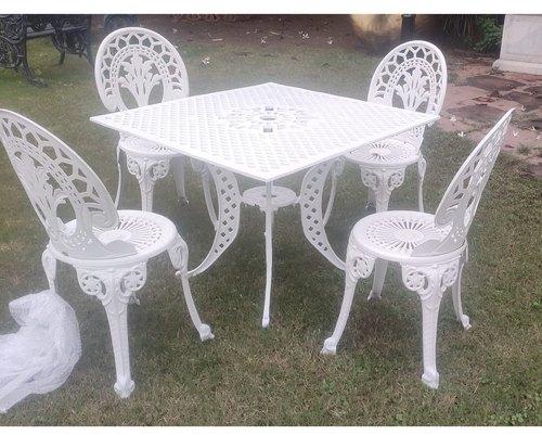 Aluminum Table Chair Set, for Cafe, Restaurant Etc, Color : White