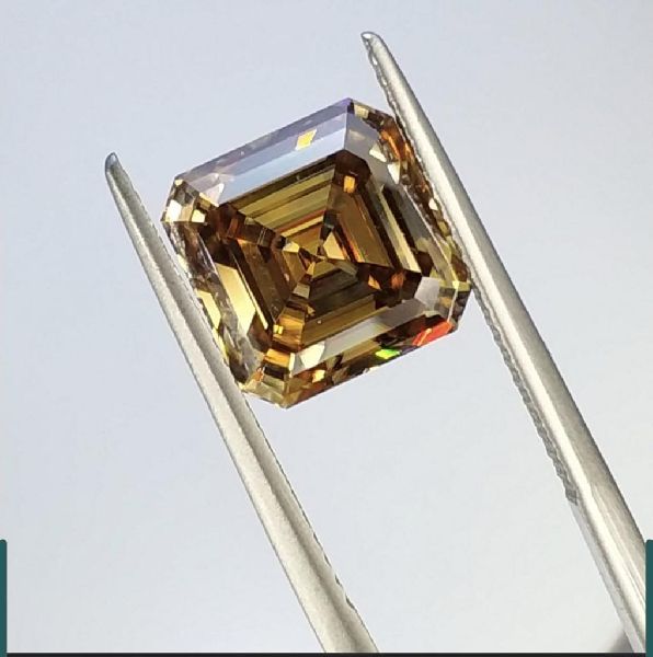 Yellow Asscher Cut Moissanite Diamond