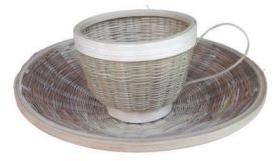 Round Bamboo Cup & Plate Set, for Tea, Style : Anitque