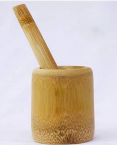 Bamboo Pestle & Mortar, for Kitchen, Shape : Round