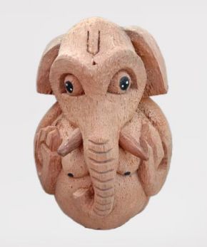 Non Printed Coconut Shell Ganesha Statue, Color : Brown