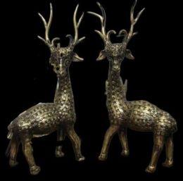 Metal Dhokra Swamp Deer Statue, Color : Brown, Golden
