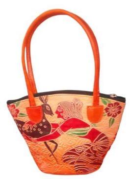 Hand Painted Leather Hand Bags, for Collage, Office, Pattern : Printed