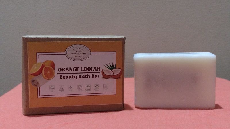 All Natural 100gm Coconut Oil orange loofah beauty bath, Style : Bar Soap