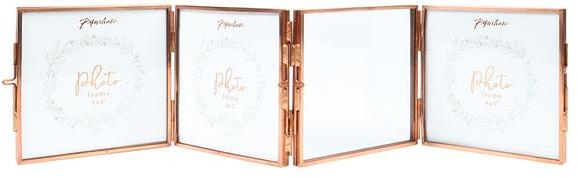 Glass 4 in 1 photo frame, Color : Rose gold