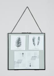 Glass hanging photo frames, Color : Black