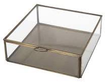 Glass jewelry box with metal base