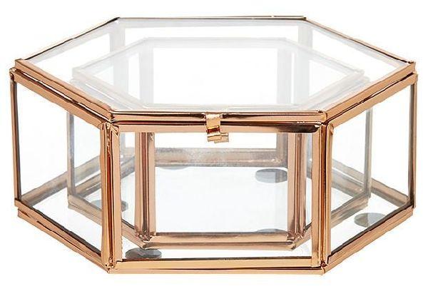 Hexagon glass boxes set