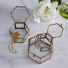 Hexagon glass jewelry boxes
