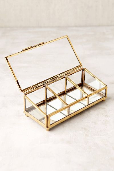 Partition glass jewelry box, Size : Customized