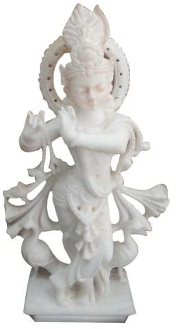 24 Inch Marble Lord Krishna Statue, for Home, Pattern : Printed