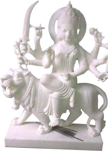 27 Inch Marble Sherawali Mata Statue