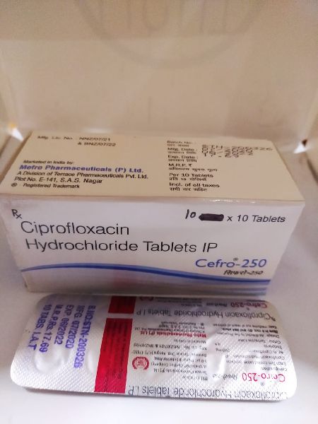 Cefro  250 mg  (  Ciprofloxacin Hydrochloride  Tablets )